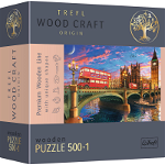 Puzzle din lemn Trefl - Wood Craft, Obictivele turistice din Londra, 500+1 piese