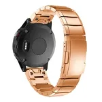 Curea ceas Smartwatch Garmin Fenix 7 / 6 / 5 Plus / 5, 22 mm Otel inoxidabil iUni Rose Gold Link Bracelet, iUni