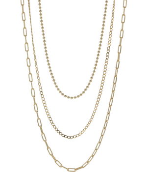 Bijuterii Femei Argento Vivo Three Row Pre-Layer Necklace Gold, Argento Vivo