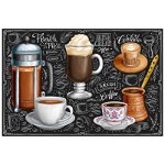 Tapet autoadeziv Premium, textura canvas, Cafea in diferite forme, 130 x 87 cm, PRITI GLOBAL