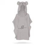 Prosop din fibra de bambus cu gluga si buzunar pentru bebelusi si copii, Poncho Teddy, Grey, 73x58 cm, BabySteps