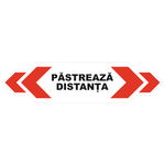 Sticker - indicator, cu sageti de avertizare, pastreaza distanta, rosu-alb-negru, 32x8 cm, PRITI GLOBAL