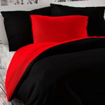 Lenjerie de pat din satin Luxury Collection, roşu /negru, 240 x 200 cm, 2 buc. 70 x 90 cm, Kvalitex