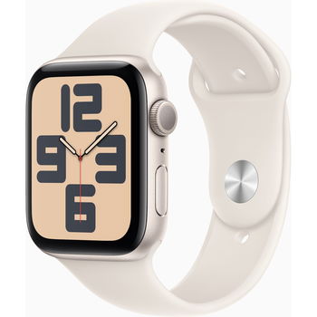 SmartWatch Apple Watch SE (2024) v3 Aluminium, 1.78inch, Curea Silicon S/M, Starlight Sport Band