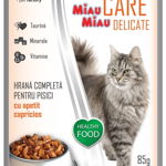 Pachet Hrana Umeda pentru Pisici, cu macrou,12 plicuri x 85 g, MIAU MIAU CARE DELICATE, Miau Miau