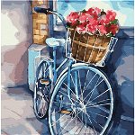 Pictura pe numere - Bicicleta cu flori proaspete, 40 x 50 cm, 