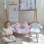 Set MimiNu, 4 in 1 Cosulet bebelus Baby Cocoon 90x50 cm, 1 perna, 1 paturica si o saltea cu doua fete, Baby Shower Pink