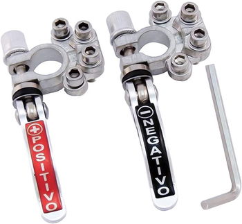 Set de 2 conectori pentru cablul terminal al bateriei Bokie, rosu/negru/argintiu, cupru, 9 x 7 x 2 cm, 12V, 6V, 6V, 24V