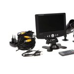 Kit Supraveghere Video ORNO OR-MT-JX-1802, 2 camere, LED-uri IR, IP65, LCD TFT 7 ", 3 moduri de inregistrare, senzor miscare, slot card SD/MiniSD, telecomanda (Negru)