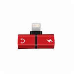 Mini adaptor splitter lightning dual port pentru casti si incarcare separata pentru Iphone/Ipad rosu, krasscom