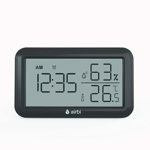 Termometru si higrometru digital de camera, ceas cu alarma, memorie, suport expandabil, negru, AirBi LINE BI1052, AIRBI