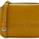 CALVIN KLEIN, Geanta crossbody din piele ecologica cu logo in relief, Negru