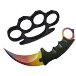 Set Box autoaparare si Cutit karambit 18.5 cm IdeallStore® , teaca inclusa, IdeallStore