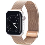 Curea pentru smartwatch DuxDucis, Model elegant, Compatibil cu Apple, Otel inoxidabil, AUriu