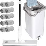 Set mop si galeata Masthome, otel inoxidabil/plastic, alb/argintiu/gri