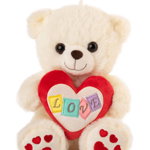 Jucarie de plus - Ursulet bej cu inimoare rosii | Amek Toys, Amek Toys
