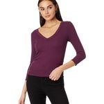 Imbracaminte Femei Michael Stars Enid 34 Sleeve V-Neck Crop Tee Plum, Michael Stars