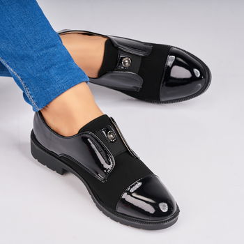 Pantofi dama casual Negri din Piele Ecologica Lacuita Kayisire A4395