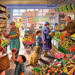 Puzzle Bluebird - Steve Crisp, Village greengrocer, 1000 piese