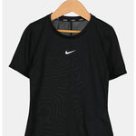 Nike, Tricou cu tehnologie Dri-Fit si imprimeu logo pentru fitness One, Negru, 128-137 CM