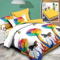 Lenjerie pat dublu,bumbac finet,6 piese,cearceaf cu elastic 160 180x200cm, cearceaf pilota 200x230cm, 2 fete de perna 50x70, 2 fete de perna 70x70-HF6P88