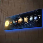 Tablou decorativ cu lumina LED, 3090NASA-021, Canvas, 30 x 90 cm, Multicolor, Ledda