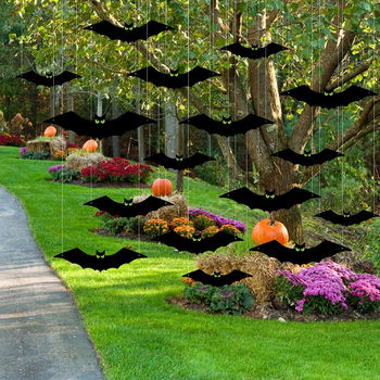 Set de 16 decoratiuni de Halloweem LOPIJN, negru, PVC, 42 x 10 cm
