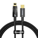 Cablu alimentare si date Baseus, Explorer, Fast Charging, USB Type-C la tip Lightning 20W 1m Auto Power-Off, Negru Transparent
