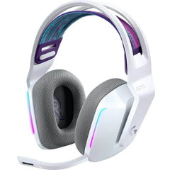 Casti gaming wireless logitech g733, ultrausoare, lightsync rgb, alb