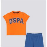 U.S. Polo Assn., Set de tricou si pantaloni scurti - 2 perechi, Portocaliu/Albastru prafuit, 68-74 CM