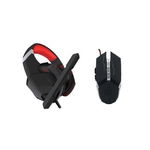 Set Gaming Divers-Shop, format din Casti cu fir, microfon si LED, 21x22x10 cm si Mouse cu fir 3200 DPI,Negru/Rosu