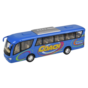 Autobuz sportiv die-cast Coach, cu functie pull-back, 18 cm lungime, Goki