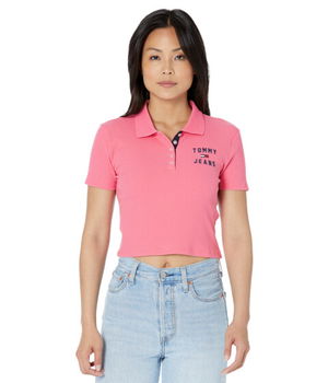 Imbracaminte Femei Tommy Jeans Short Sleeve Crop Polo Confetti, Tommy Jeans