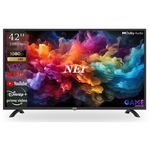 Nei Televizor Smart Nei Full HD 42NE5900H de 106 cm, Sistem VIDAA OS, Wi-Fi, Netflix, YouTube, Prime Video, Disney Plus, Audio Dolby, Mod Hotel, Negru, Clasa F, Nei