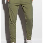 OMBRE, Pantaloni sport de bumbac cu snur de ajustare in talie, Verde sparanghel, S