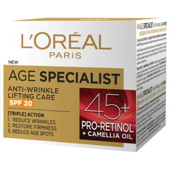 Crema de zi antirid cu efect de lifting si SPF20 Age Specialist 45+, 50ml, L'Oreal Paris, L'Oreal Paris