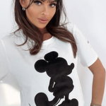 Tricou Jemma, cu imprimeu "Mickey Mouse", Alb, FashionForYou