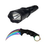 Lanterna cu electrosoc cu acumulator, LED, cutit karambit rainbow inclus, IdeallStore
