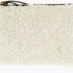 Marni Shearling Clutch With Logoed Charm Beige