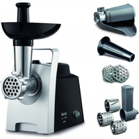 Masina de tocat carne, electrica, Tefal NE109838, functie Reverse, 1.7 kg/min, 1400 W, negru + argintiu, accesoriu carnati, accesoriu coulis