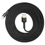 Cablu Compatibil cu iPhone Lightning QC3.0 2A 3M Baseus Cafule CALKLF-RV1 Negru/Auriu