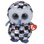 Jucarie de plus TY - Beanie Boos, Bufnita Topper, cu paiete, 24 cm