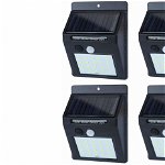Set 4x Proiector exterior de perete cu Panou Solar si Senzor de Miscare-Lampa cu 20 LED-uri, Online Tech Direct S.R.L