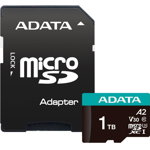 Card de Memorie MICROSDXC Adata AUSDX1TUI3V30SA2-RA1, 1TB, Class 10, U3, V30, A2 + Adaptor SD, ADATA