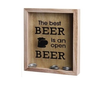 Cutie decorativa pentru dopuri de bere Beer tops, 20x4,2x25 cm, lemn, Excellent Houseware