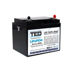 Acumulator LiFePo4 12.8V 50A, BMS, bluetooth, M6 TED Electric - TED007391, TED Electric