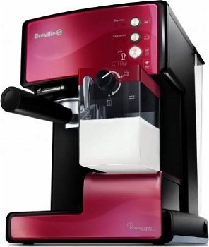 Espressor manual BREVILLE Prima Latte VCF046X-01, 1.5l, 1050W, 15 bar, sistem Cappuccino, rosu-negru