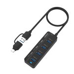 ONTEN Hub USB 7 in 2, adaptor multiport USB A/ USB C la 4 x USB 3.0, 3 x USB C, carcasa aluminiu, negru, ONTEN