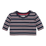 Tommy Hilfiger, Tricou de bumbac organic in dungi, Bleumarin, 140 CM Standard