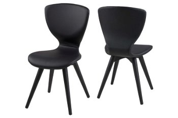 Set 2 scaune din lemn tapitate Gongli All Black